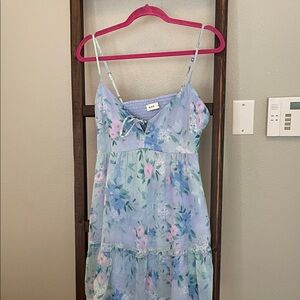 Hollister Blue Floral Spaghetti Strap Dress